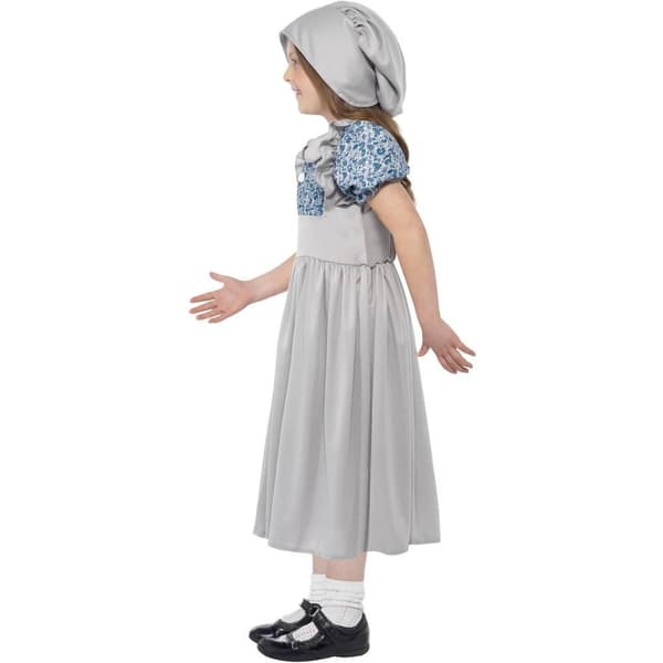 Smiffys Flickas Viktorianska Skolflicksdräkt 7-9 År Grå Grey 7-9 Years