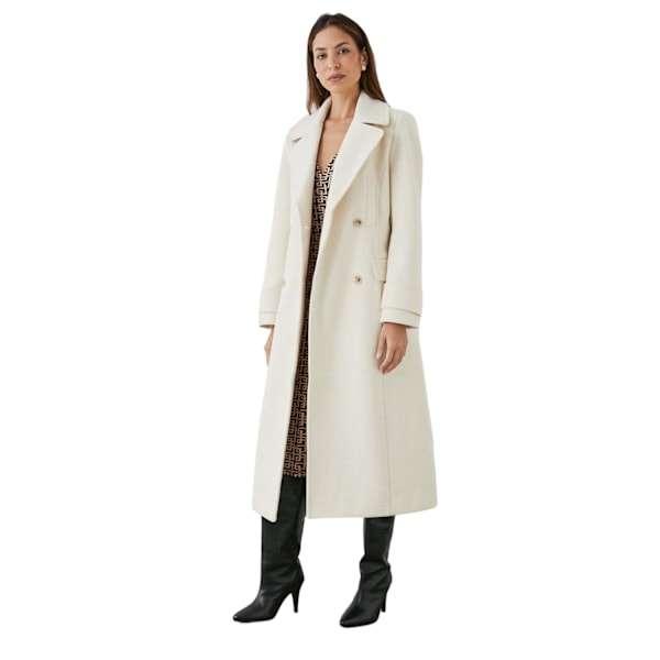 Principles Dam/Damer Lång Oversize Dubbelknäppt Kappa Ivory 16 UK