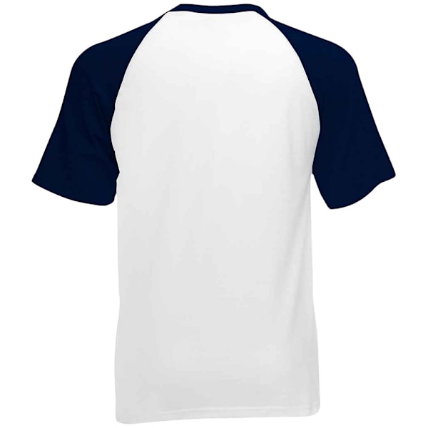 Fruit of the Loom Unisex Vuxen Kontrastpanel Baseboll T-shirt White/Deep Navy S