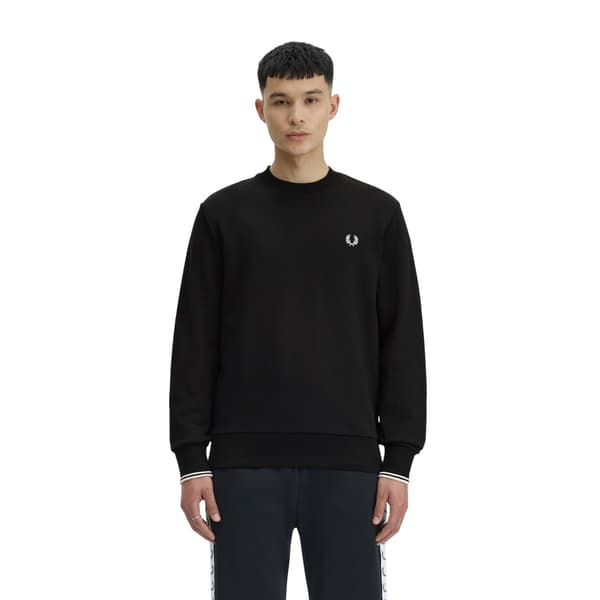 Fred Perry Herr Tröja med Broderad Logotyp XXL Svart Black XXL