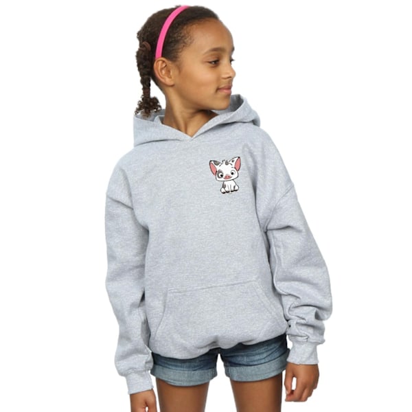 Disney Girls Moana Pua The Pig Breast Print Hoodie 12-13 år Sports Grey 12-13 Years