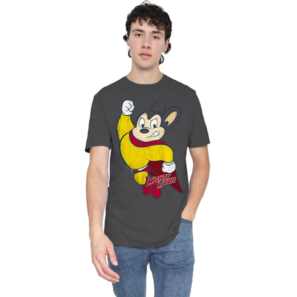 Mighty Mouse Unisex Vuxen Klassisk Hero T-Shirt XXL Kolgrå Charcoal XXL