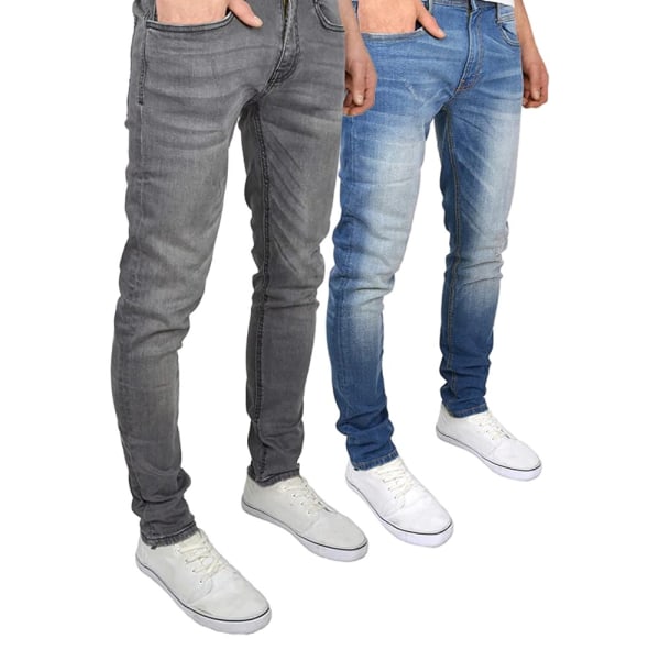 Duck and Cover Tranfold Slim Jeans för män (förpackning med 2) 30S Grey/St Grey/Stone Wash 30S
