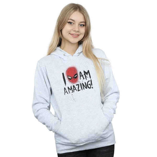 Marvel Dam/Kvinnor Spider-Man I Am Amazing Hoodie XXL Heather Heather Grey XXL