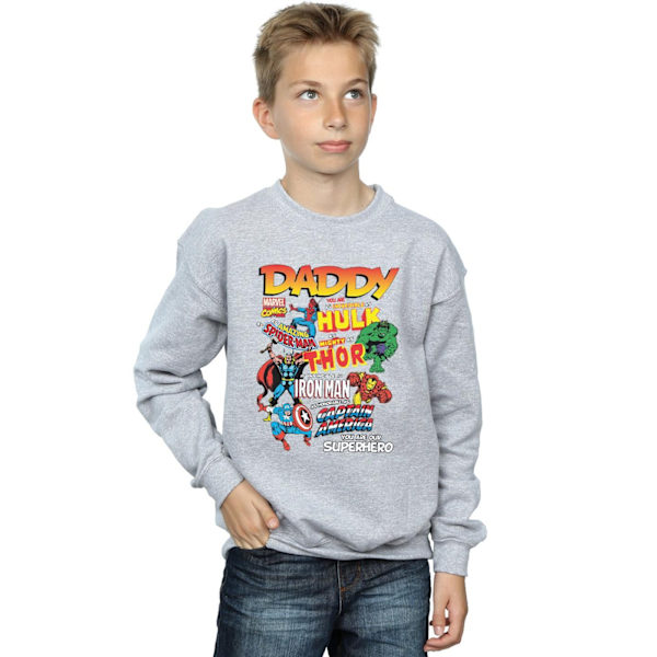 Marvel Boys Our Dad Superhero Sweatshirt 7-8 år Sports Grey Sports Grey 7-8 Years