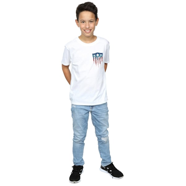 Marvel Boys Captain America Splatter Shield Faux Pocket T-Shirt White 12-13 Years