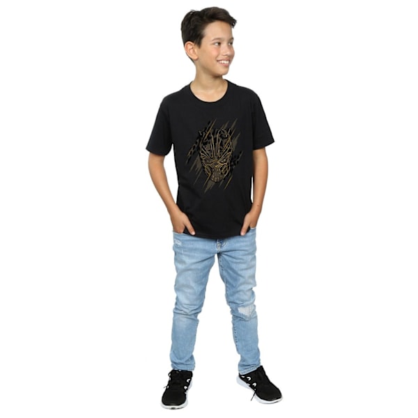 Marvel Boys Black Panther Gold Head T-Shirt 12-13 år Svart Black 12-13 Years