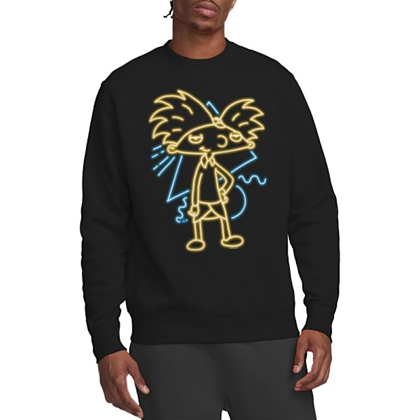 Hey Arnold! Unisex Neon Sweatshirt för vuxna S Svart Black S