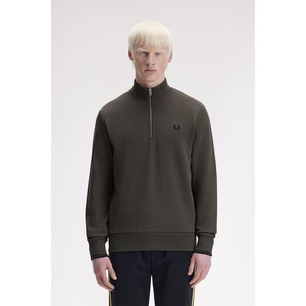 Fred Perry Herr Logo Half Zip Tröja XL Field Green Field Green XL