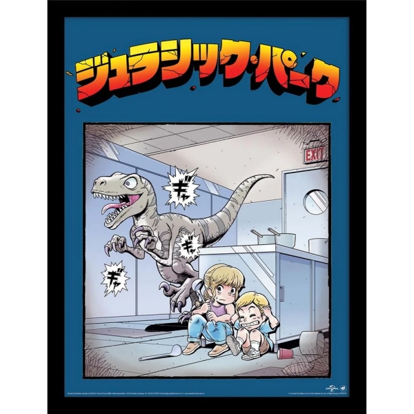 Jurassic Park Anime Poster 40cm x 30cm Blå/Gul/Röd Blue/Yellow/Red 40cm x 30cm