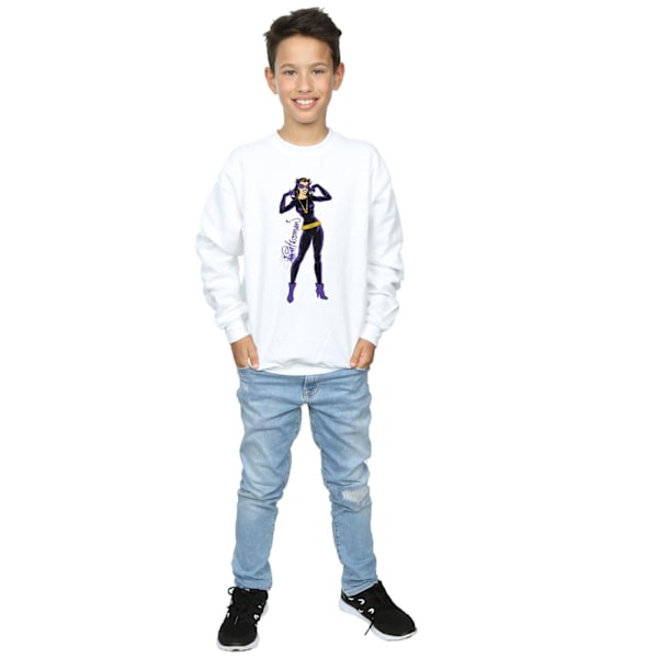 DC Comics Pojkar Catwoman Happy Pose Sweatshirt 7-8 År Vit White 7-8 Years