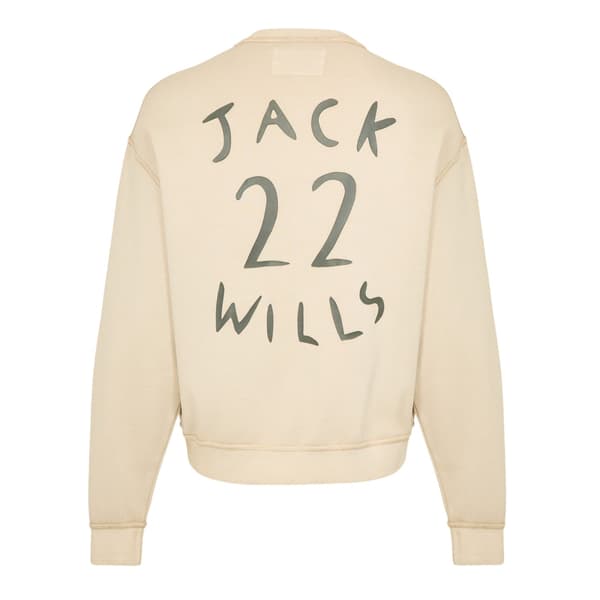 Jack Wills Herr Tröja med logotyp, rund hals, avslappnad passform, långärmad Putty M