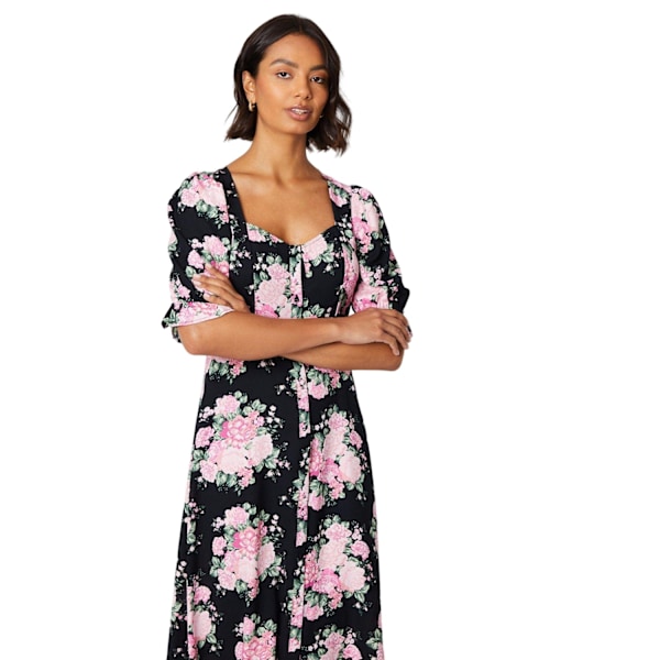 Dorothy Perkins Damklänning med blommigt mönster, storlek 18 UK, svart Black 18 UK