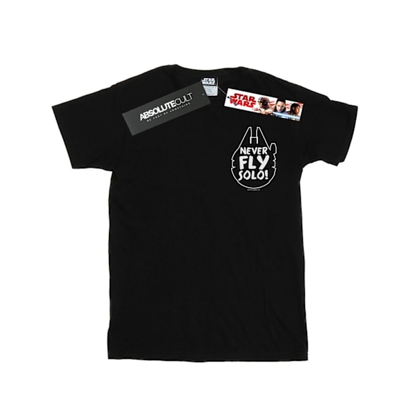 Star Wars Dam/Damer Never Fly Solo Bomull Boyfriend T-shirt Black XL
