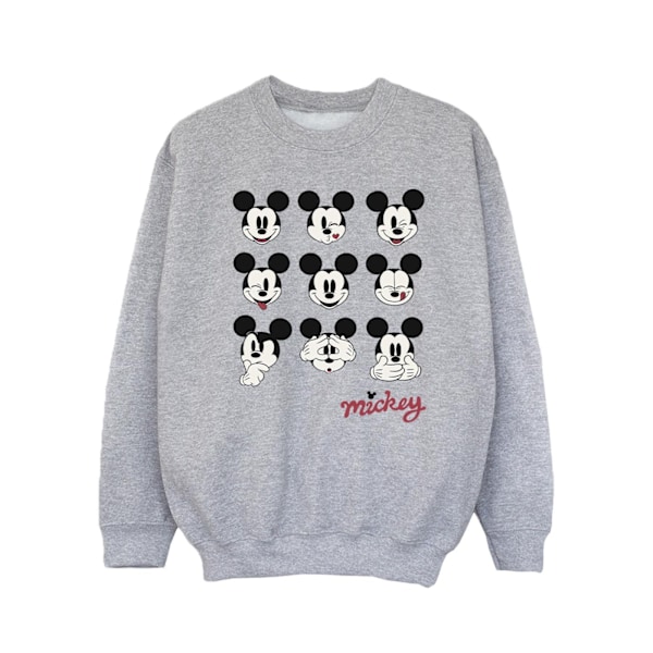 Disney Girls Mickey Mouse Many Faces Sweatshirt 12-13 År Spo Sports Grey 12-13 Years