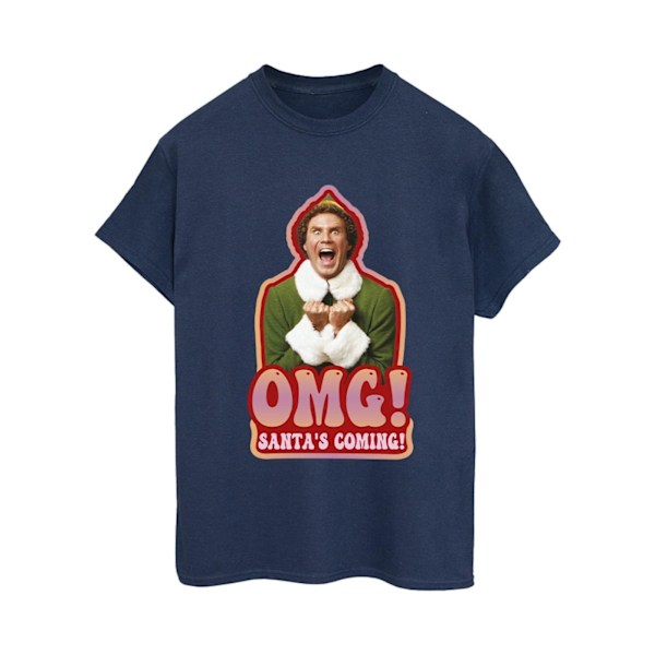 Elf Dam/Damer Jultomten Kommer Bomull Pojkvän T-shirt 4XL N Navy Blue 4XL