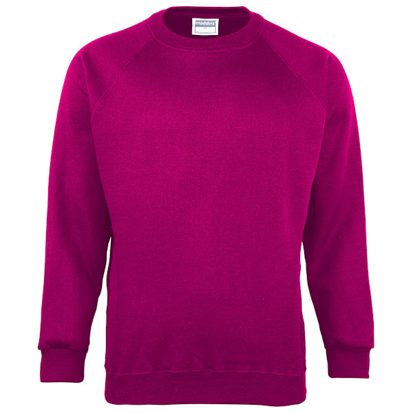 Maddins Kids Unisex Coloursure Crew Neck Sweatshirt / Skoluniform Raspberry 30