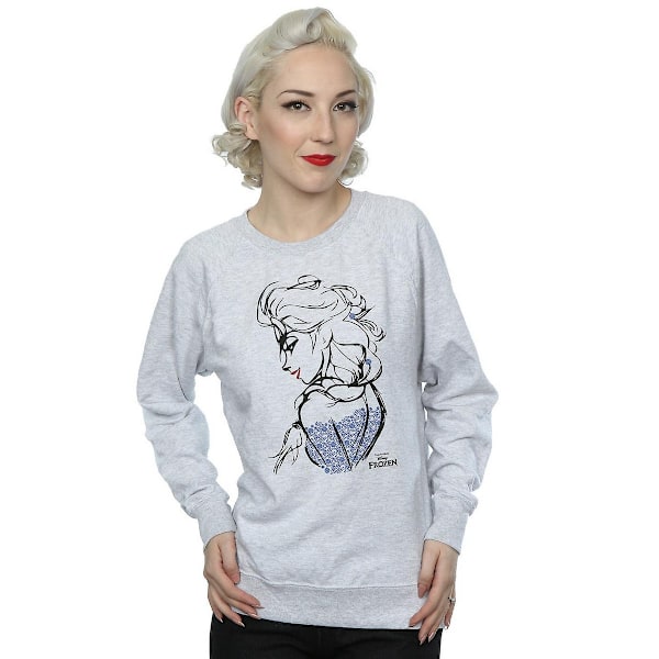 Frozen Dam/Damer Elsa Sketch Heather Sweatshirt S Heather G Heather Grey S