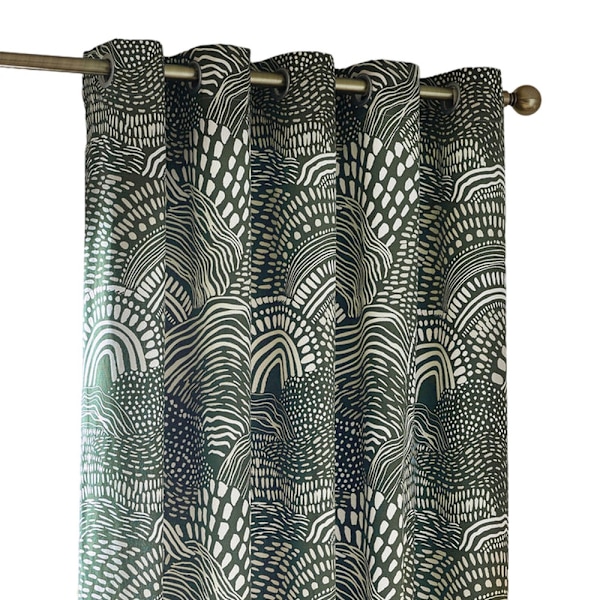 Hoem Nola Abstrakta Öglegardiner (2-pack) 183cm x 168cm Oliv Olive 183cm x 168cm