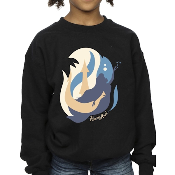 Disney Girls The Little Mermaid Färgsilhuetter Sweatshirt 9 Black 9-11 Years