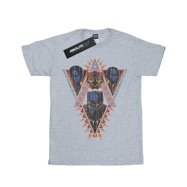 Marvel Boys Black Panther Tribal Heads T-Shirt 7-8 år Sport Sports Grey 7-8 Years