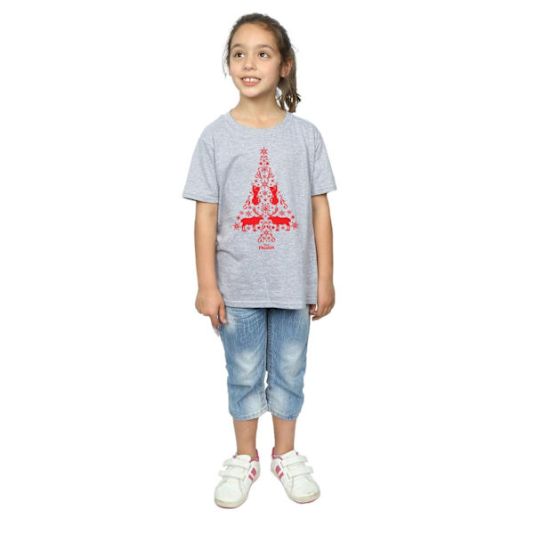 Disney Girls Frozen Julgran Bomull T-shirt 12-13 År S Sports Grey 12-13 Years