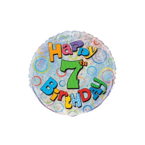 Unik fest 7 födelsedag folieballong en storlek flerfärgad Multicoloured One Size
