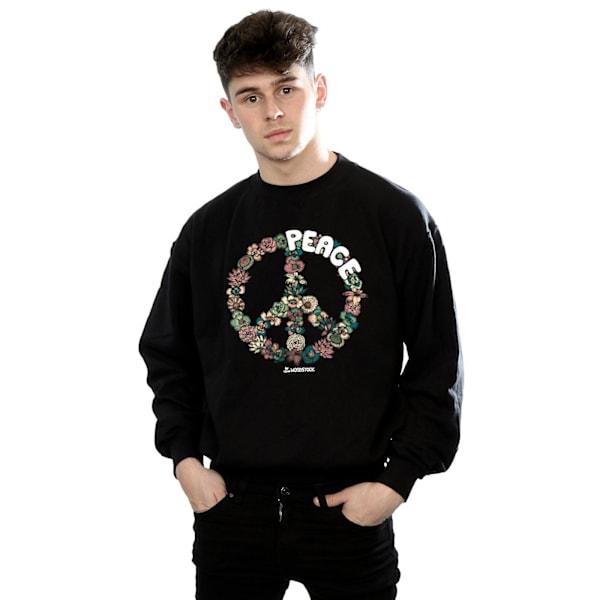 Woodstock herr floral peace sweatshirt S svart Black S