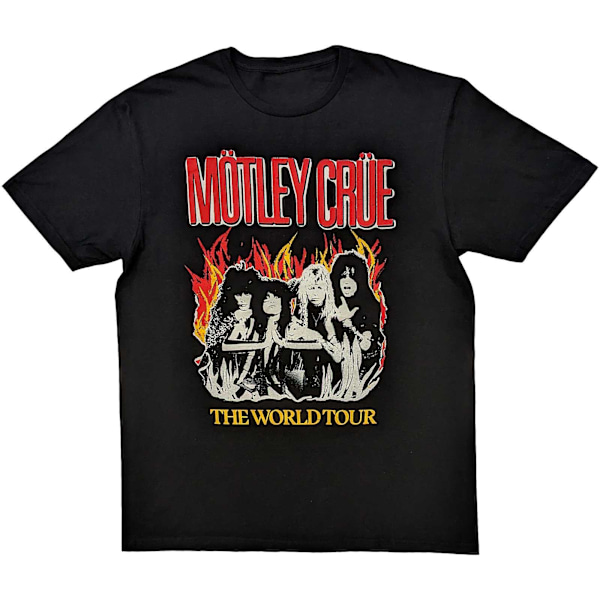 Motley Crue Unisex Vuxen World Tour Flames T-Shirt L Svart Black L