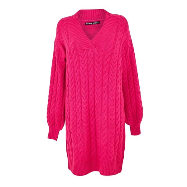 Threadbare Dam/Dam Chalk Kabelstickad Jumperklänning 14 UK Pi Pink 14 UK