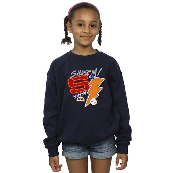 DC Comics Girls Shazam Fury Of The Gods Sticker Spam Sweatshirt Navy Blue 3-4 Years