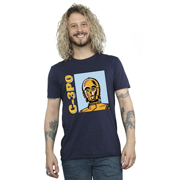 Star Wars C3PO Line Art T-shirt för män, 3XL, marinblå Navy Blue 3XL