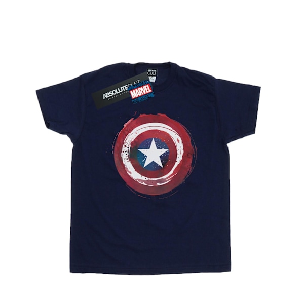 Marvel Girls Captain America Splatter Shield Bomull T-shirt 12- Navy Blue 12-13 Years