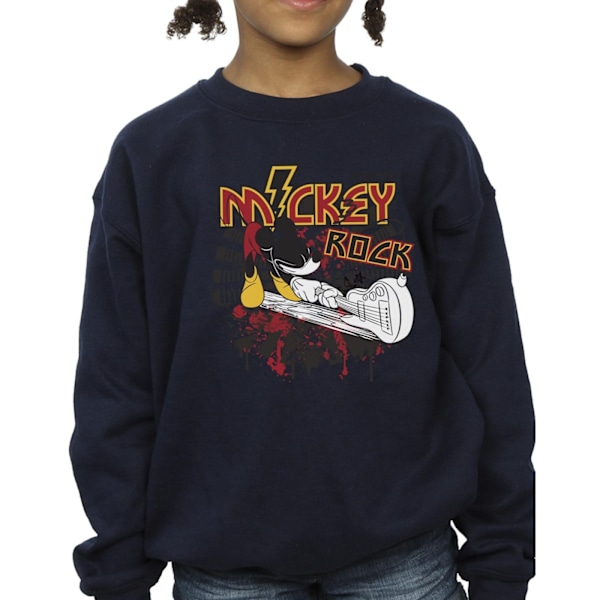 Disney Girls Mickey Mouse Smash Guitar Rock Sweatshirt 3-4 år Navy Blue 3-4 Years