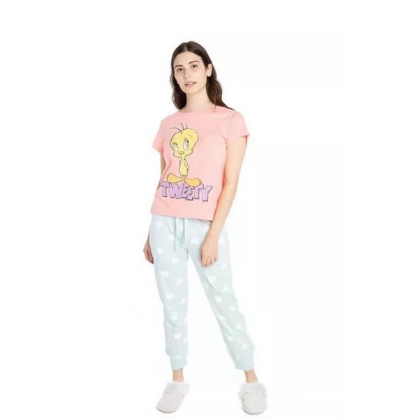 Looney Tunes Dam/Dam Tweety Vintage Lång Pyjamas Set S Pin Pink/Blue S