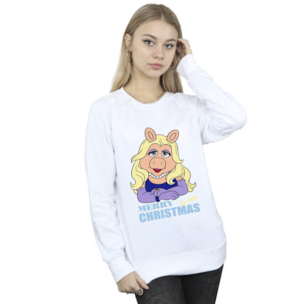 Disney Dam/Kvinnor Muppets Miss Piggy Queen of Holidays Sweatshirt White L