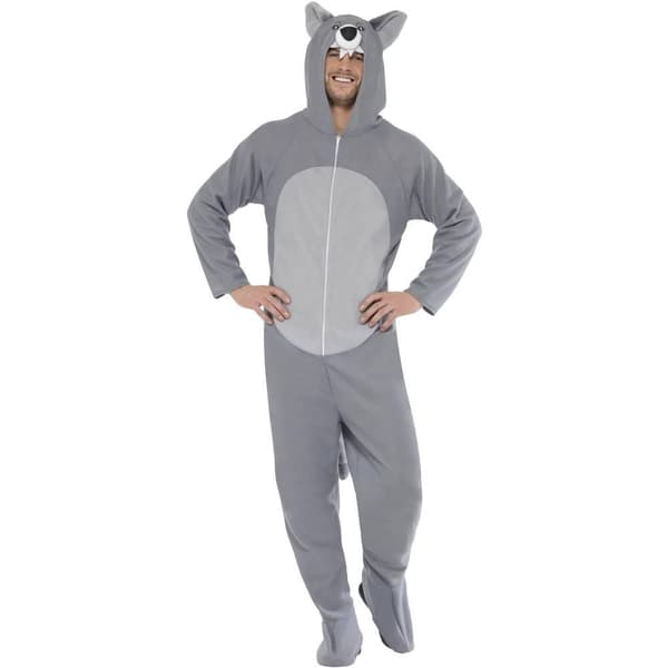 Smiffys Unisex Vuxen Vargdräkt med Huvtröja M Grå Grey M