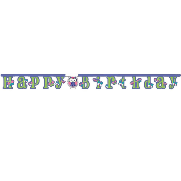 Creative Party Owl Pal Grattis på födelsedagen Banner One Size Lila/Pi Purple/Pink/Green One Size