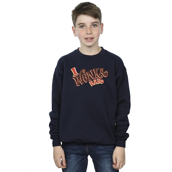 Willy Wonka Boys Bar Logo Sweatshirt 7-8 år Marinblå Navy Blue 7-8 Years