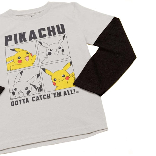 Pokemon Boys Pikachu Long-Sleeved Skater Top 4-5 år Grå Grey 4-5 Years