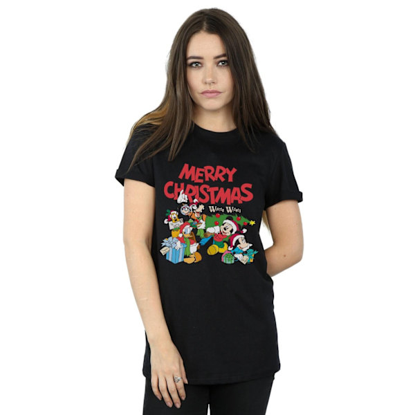 Disney Womens/Ladies Mickey And Friends Winter Wishes Cotton Bo Black S