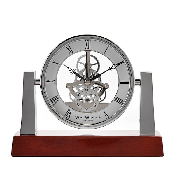 Wm.Widdop Mantel Clock Skeletturverk Strålkastarstil En Silver One Size
