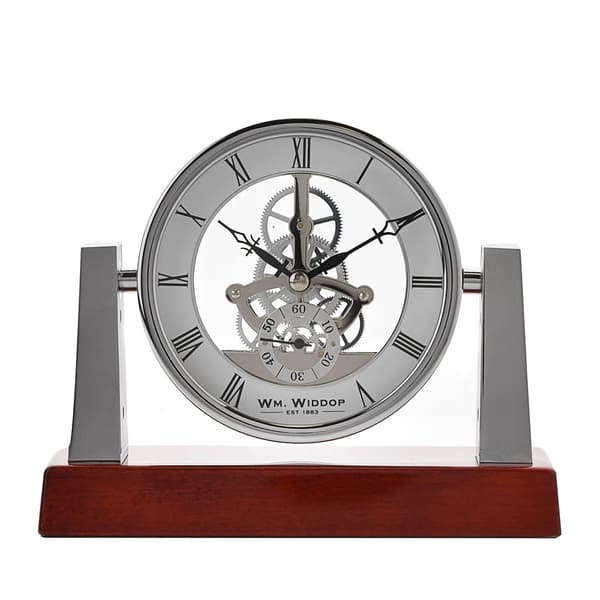 Wm.Widdop Mantel Clock Skeletturverk Strålkastarstil Ett Silver One Size