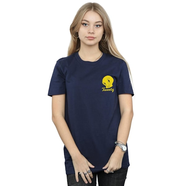 Looney Tunes Dam/Damer Tweety Pie Head Bomull Boyfriend T-S Navy Blue M