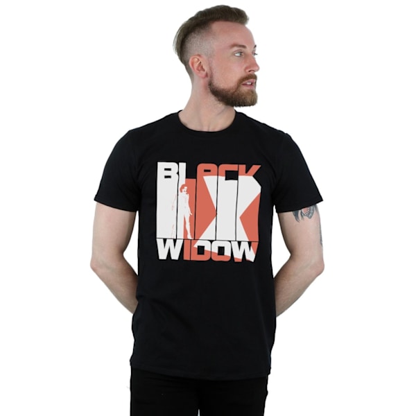 Marvel Herr Svart Änka Film Bars Logo T-Shirt L Svart Black L