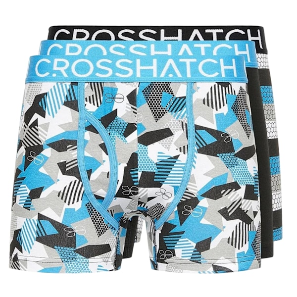 Crosshatch Mens Crystaline Boxer Shorts (3-pack) XL Malibu B Malibu Blue/Black/Grey XL