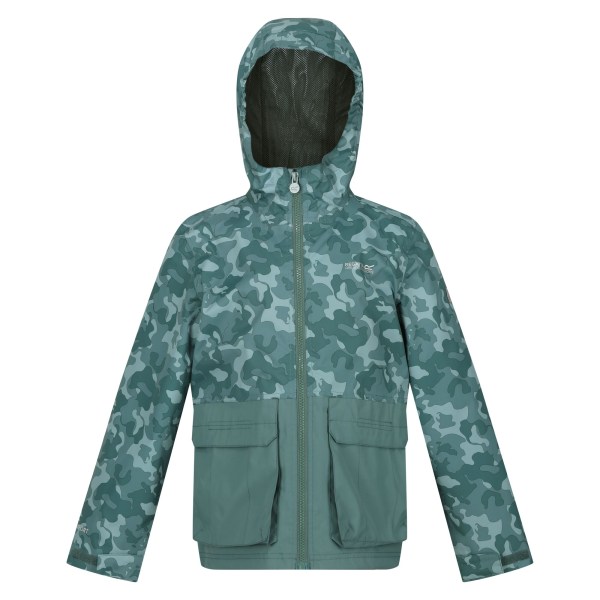 Regatta Childrens/Kids Hywell Camouflage Waterproof Jacket 11-1 Sea Pine 11-12 Years