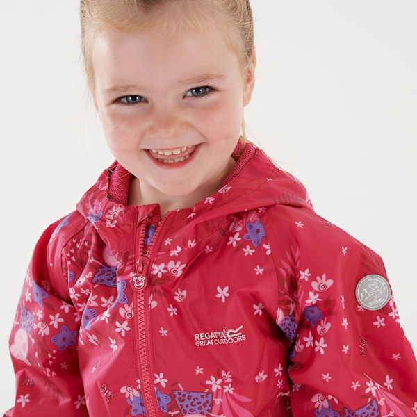 Regatta Barn/Kids Pobble Greta Gris Blommig Vattentät Regnkläder Pink Fusion 18-24 Months