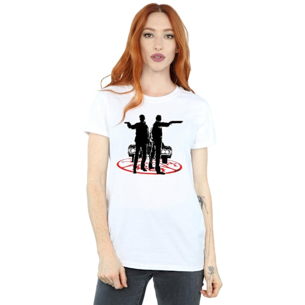 Supernatural Dam/Damer Sam Och Dean Silhuett Bomull Pojkvän T-Shirt White XXL