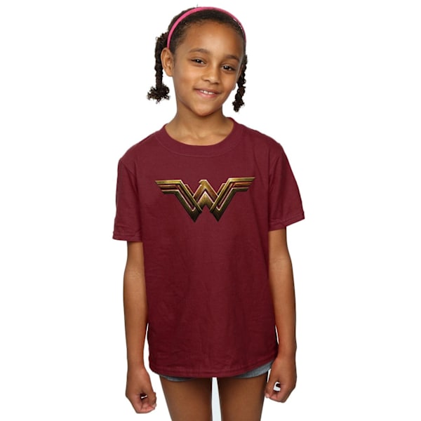 Wonder Woman Girls Logo Bomull T-shirt 9-11 År Bourgogne Burgundy 9-11 Years